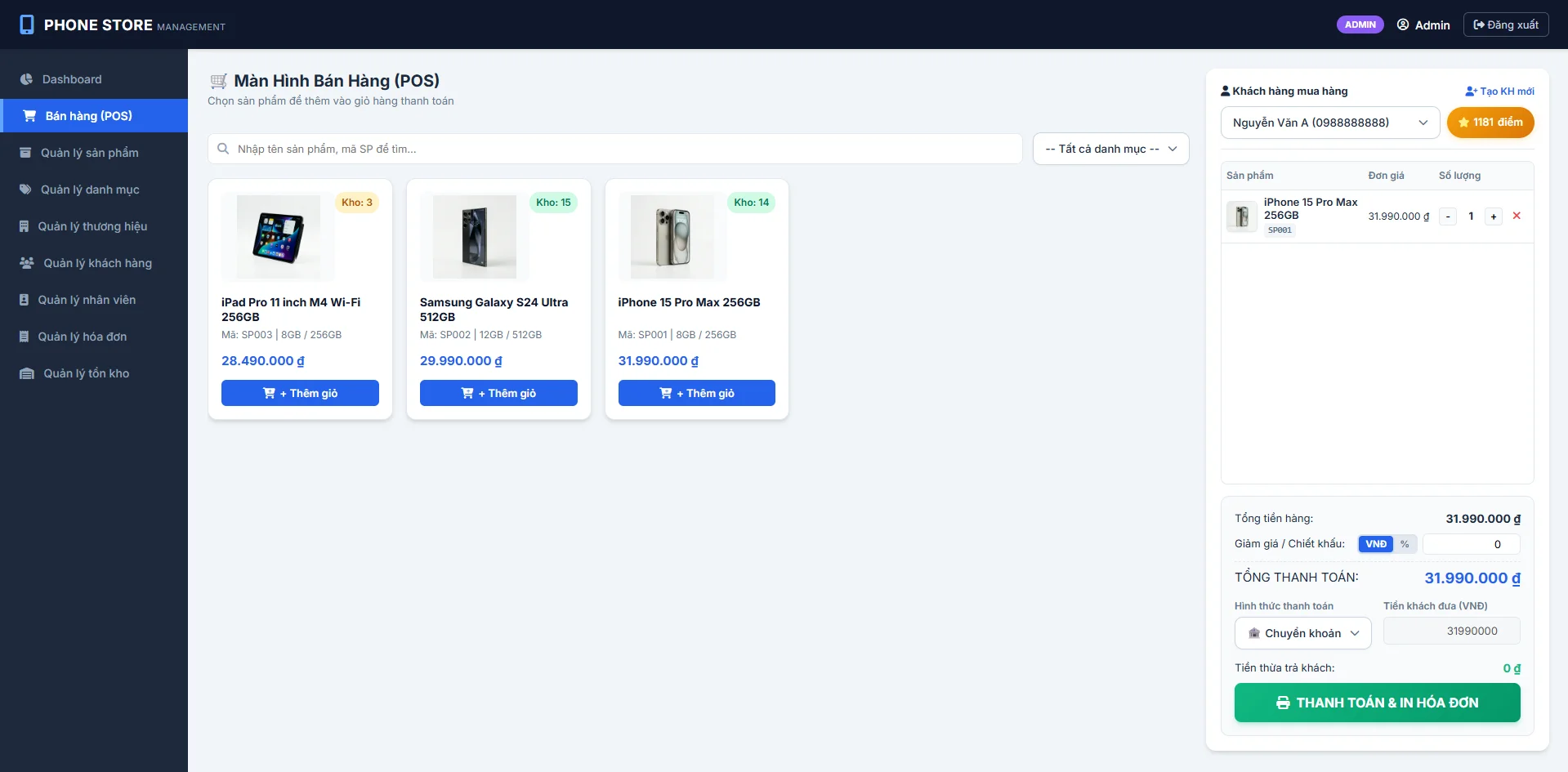 PhoneStore – Phần mềm quản lý cửa hàng điện thoại bằng Java 21 + MySQL - Thumbnail